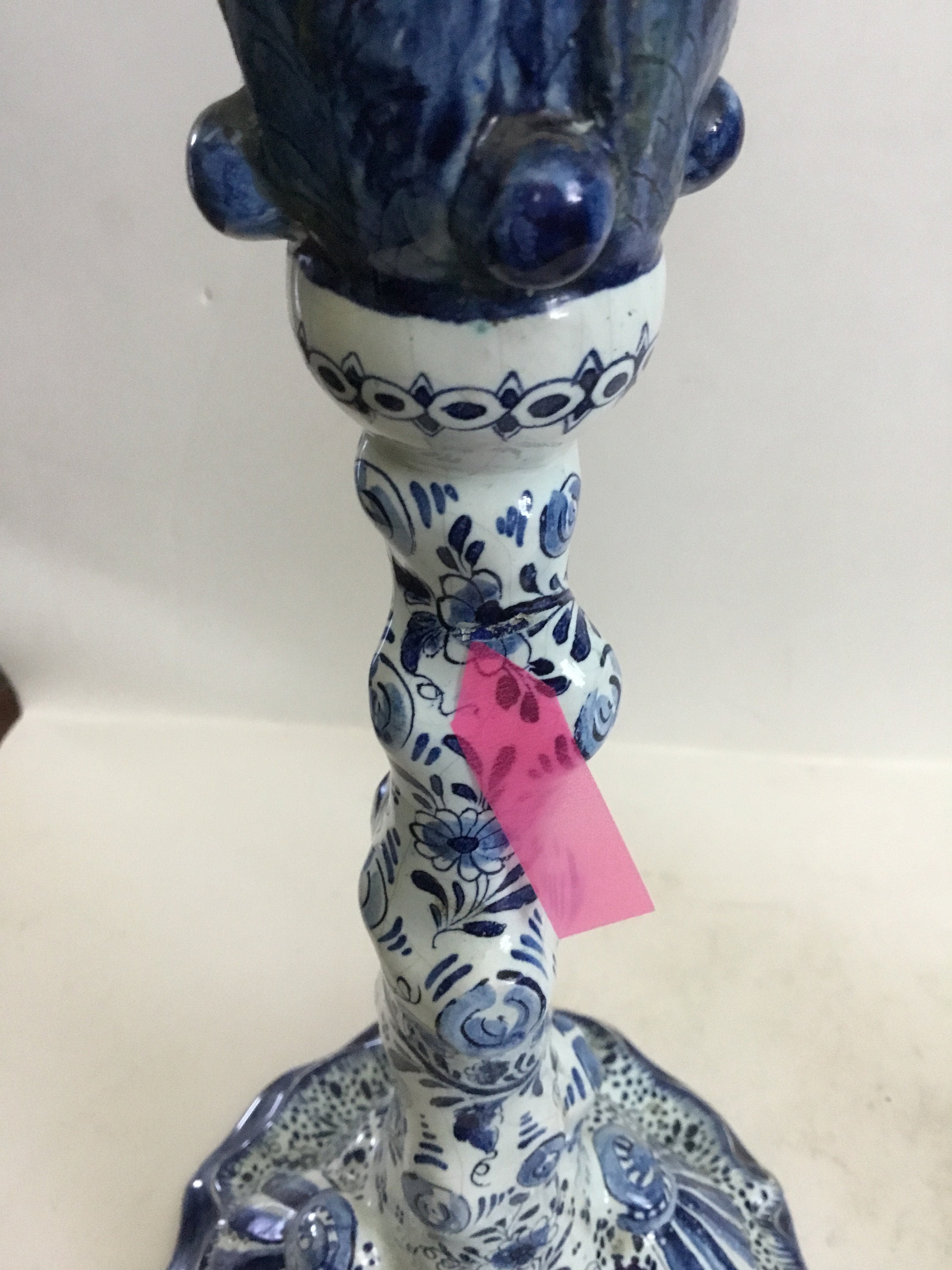 Rare Antique Pair of Early 19th Century Delft Candlesticks Moulded as ...