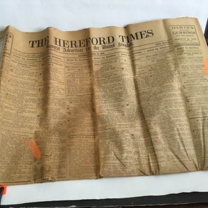 Vintage 1930 Copy Of The Hereford Times,U.K. Saturday June 21,1930 Geral Advertiser For The United Kingdom.