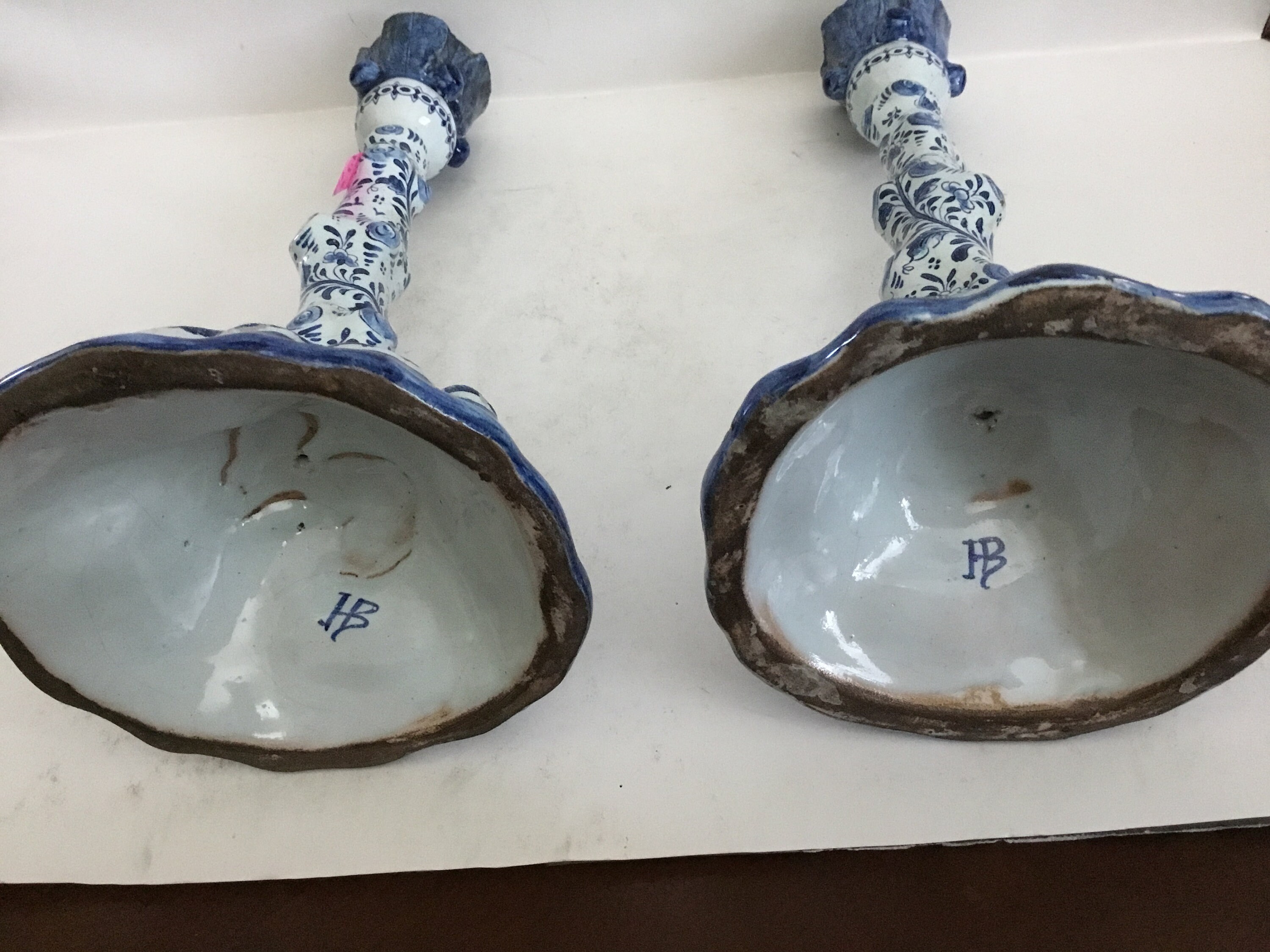 Rare Antique Pair of Early 19th Century Delft Candlesticks Moulded as ...