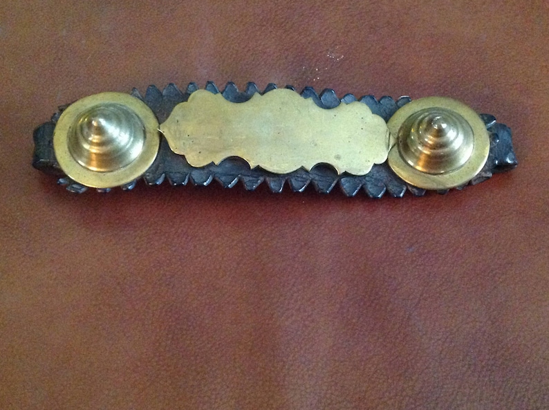 Vintage English Horse Leather With 3 Original Brasses.