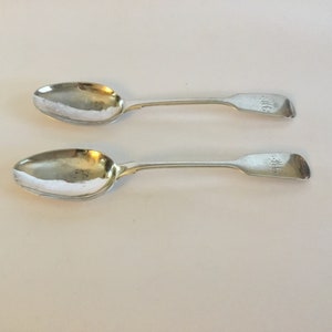 Pair English Sterling Silver Teaspoons By William Lister & Sons C 1850