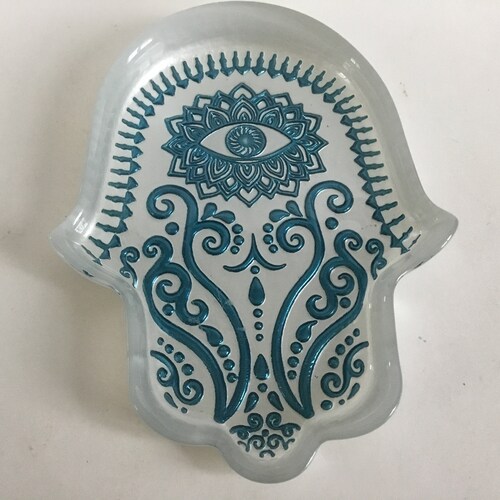 Hamsa Evil Eye Hand Dish Incense Burner Etsy