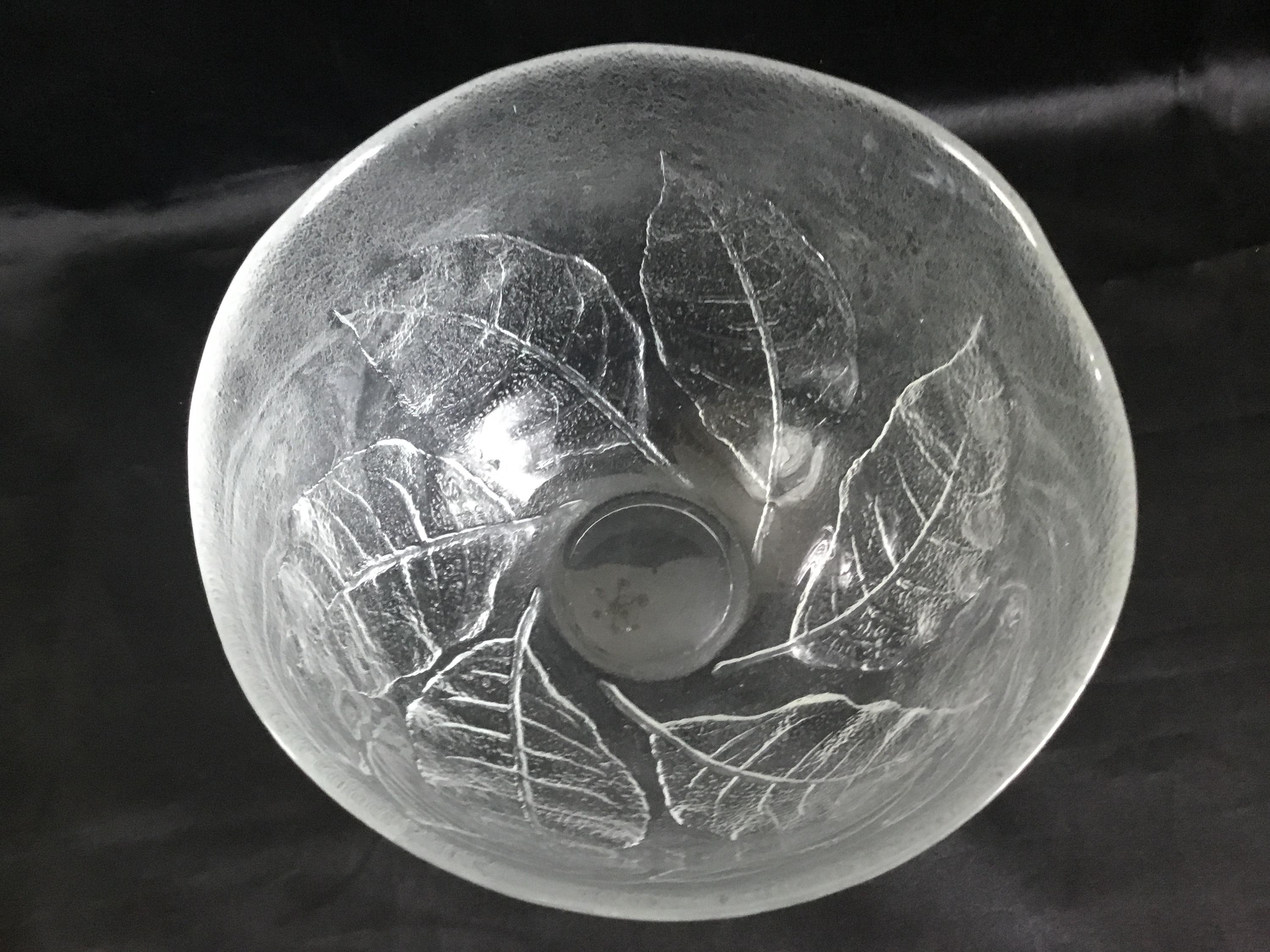 Vintage 1960's Clear Glass Bowl From Kosta Boda Sweden.leaf Design