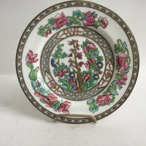 Vintage Coldport Bone China Indian Tree Small Plate 5.75” Dia.Smooth  Edge Green Mark C 1920s