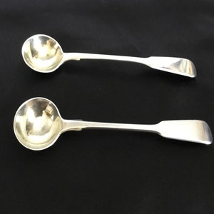 Pair Antique Georgian Sterling /Salt /Mustard Spoons London 1830  No Monogram.