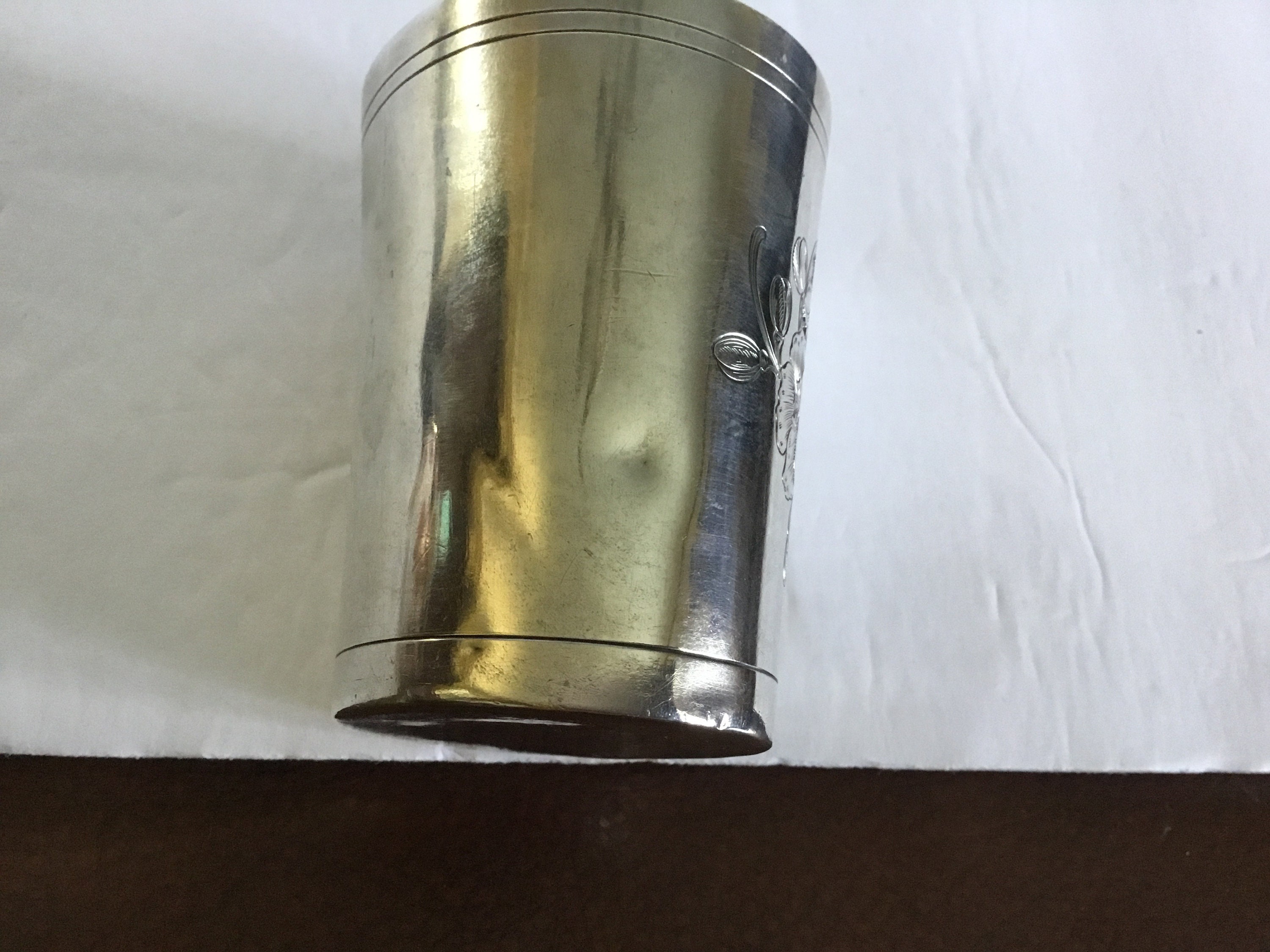 Antique German Silver 800 Art Nouveau / Justendstil Beaker 2.78”X2