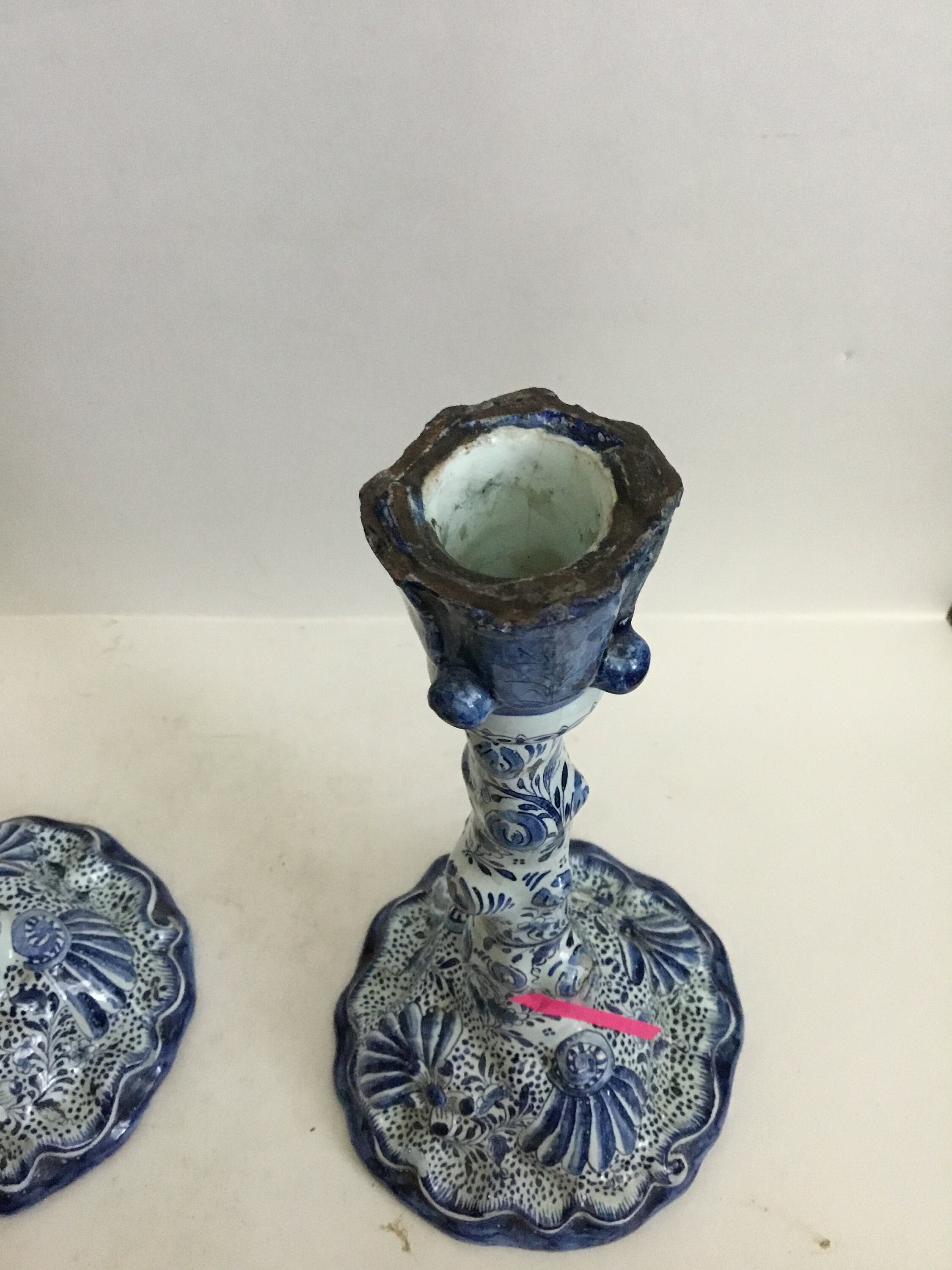Rare Antique Pair of Early 19th Century Delft Candlesticks Moulded as ...