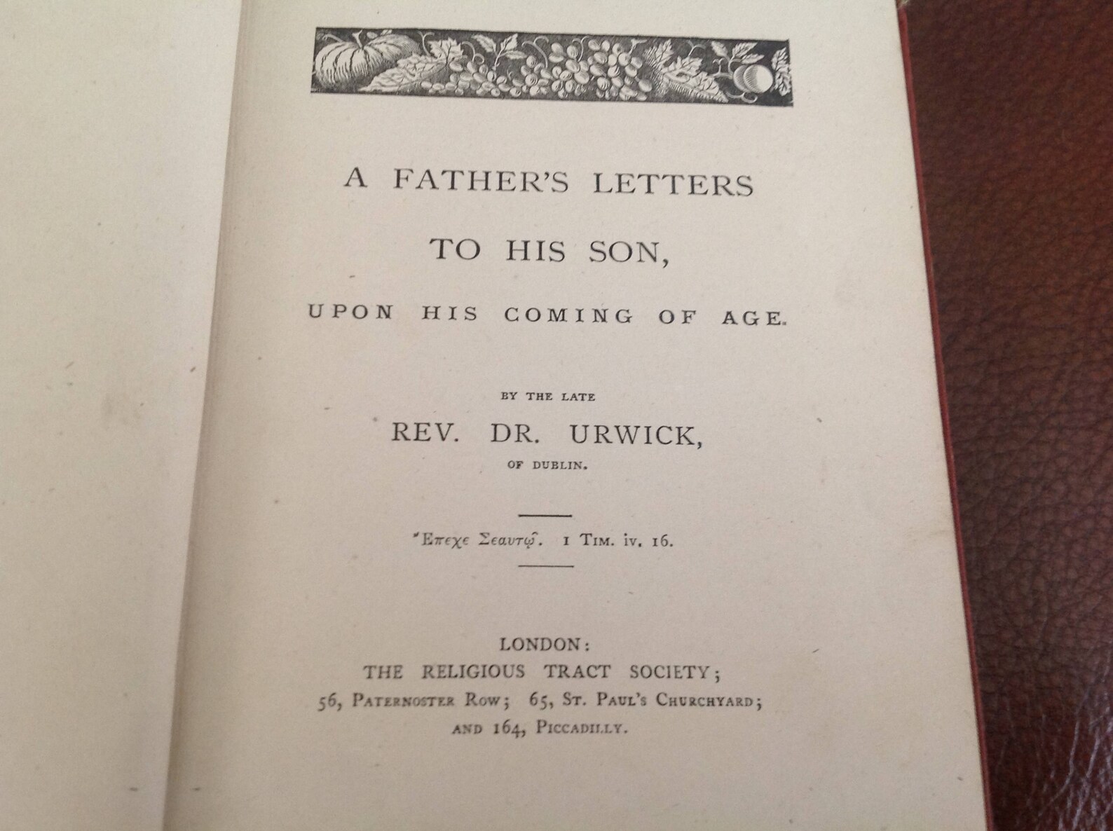 Antique Book A Father's Letter to His Son Upon His Coming of Age C 1895 ...