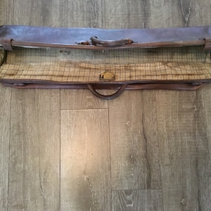 Antique English Leather Cricket Bag  L 35” H 9” W 7.5” In need of TLC Great Decorative Piece.