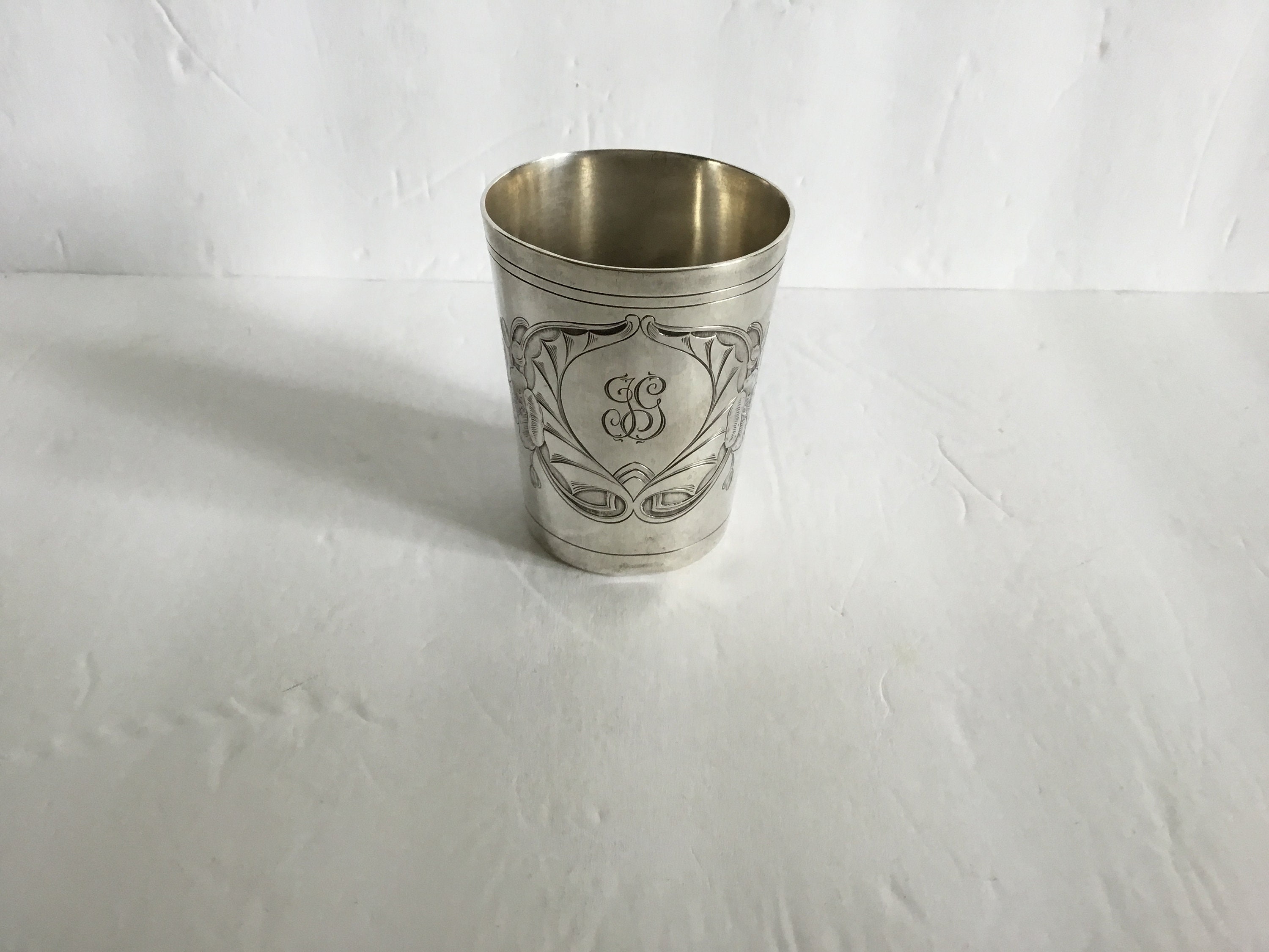 Antique German Silver 800 Art Nouveau / Justendstil Beaker 2.78”X2