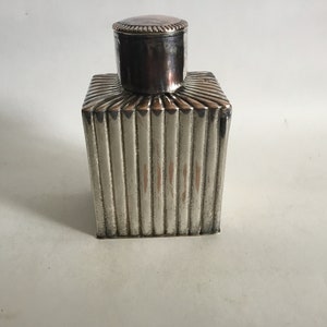 vintage C 1930&#39;s Rectangulaire Reeded Silver Plate On Copper Tea Caddy