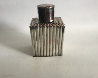 Vintage C 1930's Rechthoekige Reeded Silver Plate op Koperthee Caddy