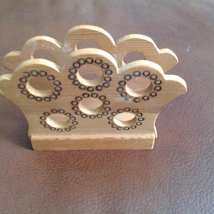 Vintage Swedish Handmade Wooden Napkin Holder  c 1982