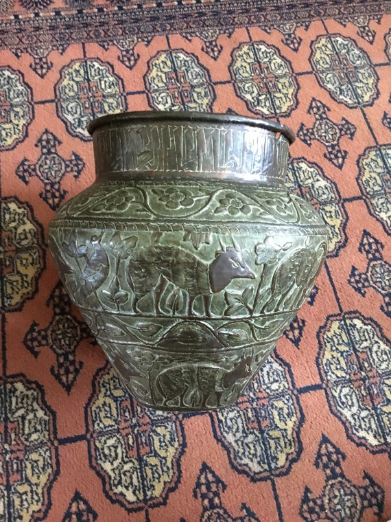 Antique Late A1800's Middle Eastern Persian Islamic Copper Pot