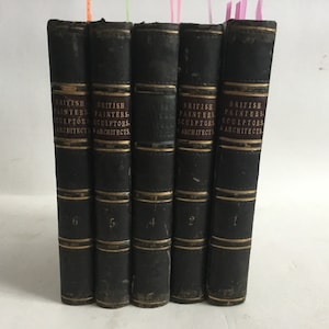 Antique 1829-1833 Set Of 5 Volumes “The Lives Of The Most Eminent British Printers,Sculptors And Architects”