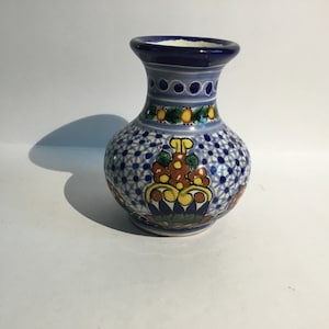 Colorful Talavera San Sebastián Handmade Pottery Vase H 4.5” X W 3.75”