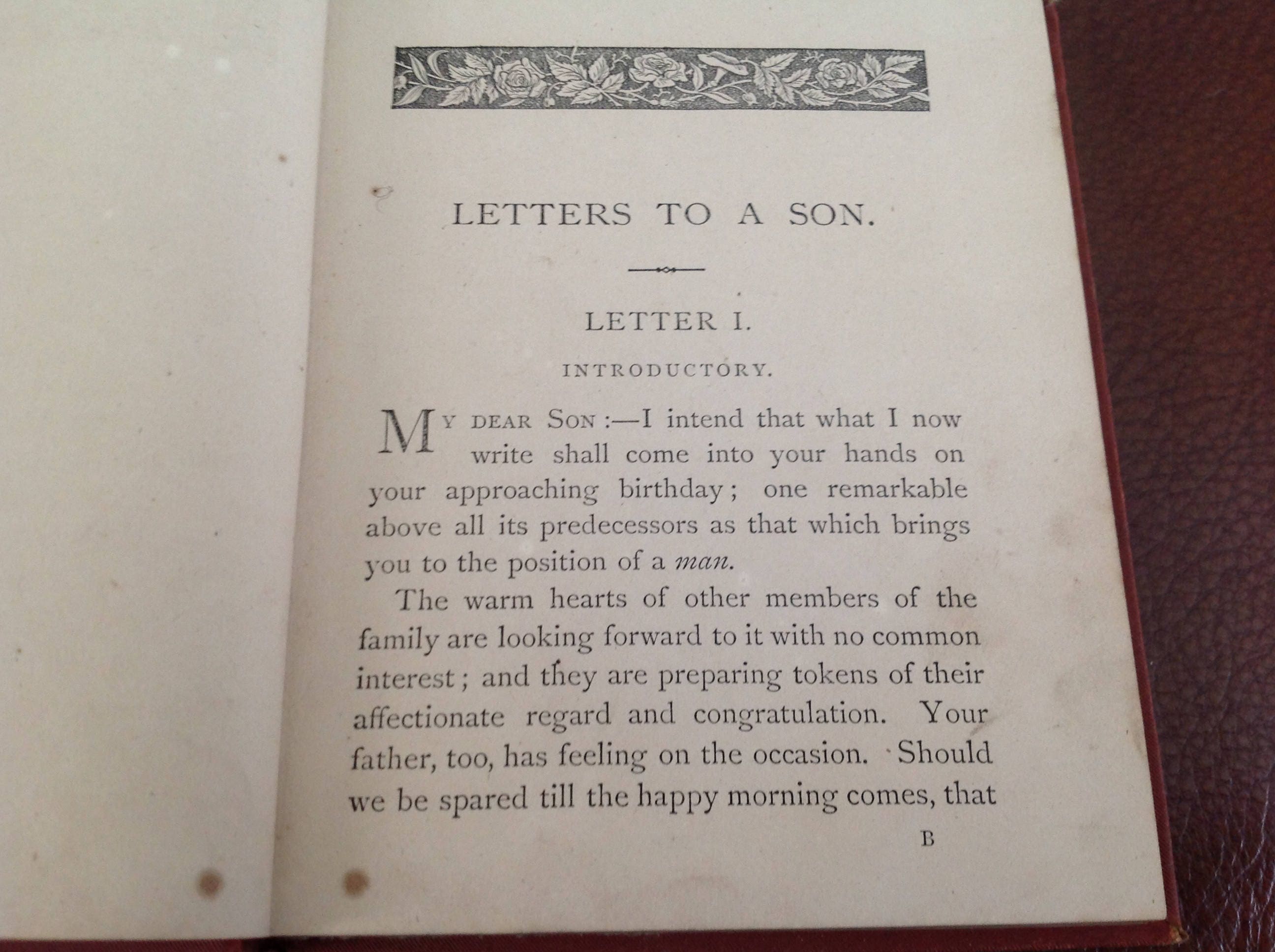 Antique Book A Father's Letter to His Son Upon His Coming of Age C 1895 ...