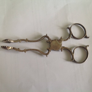 Antique Pair Mid 18th Century English  Solid Silver Scissor Action Sugar Nips / Tea Tongs.