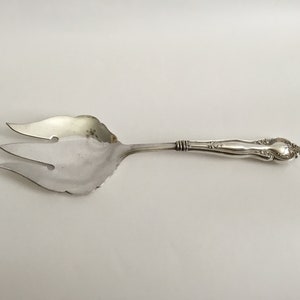 Beautiful Large Vintage Sterling Handle Serving Fork, Silver Plated Blade 9” L