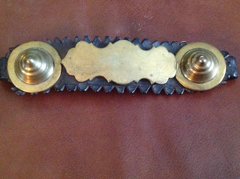 Vintage English Horse Leather With 3 Original Brasses.