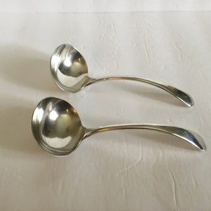 Pair Vintage English Silver Plated Ladles Approx 6.25X2 3/8X2” Marked A (Good Quality) EPNS Early 1900’s