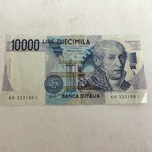 Banconota Lire 10000 Pensionata Italiana 1984. Banca D&#39;Italia interpreta Alessandro Volta.