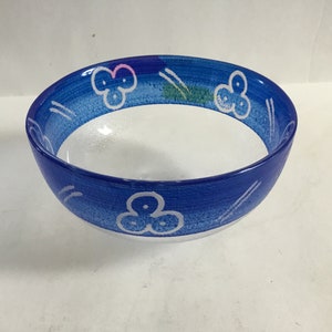 Vintage 1990’s Kosta Boda Glass Bowl Design By Ulrica Hydman-Vallien Pattern: Kaboka. Hand Painted, Blue 5.75”Dia, 3” H Transparent Glass,