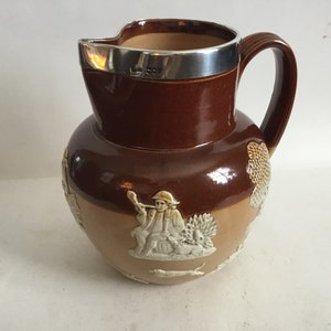 Antique 1895 Doulton Lambeth Stoneware Hunting Jug 1895
