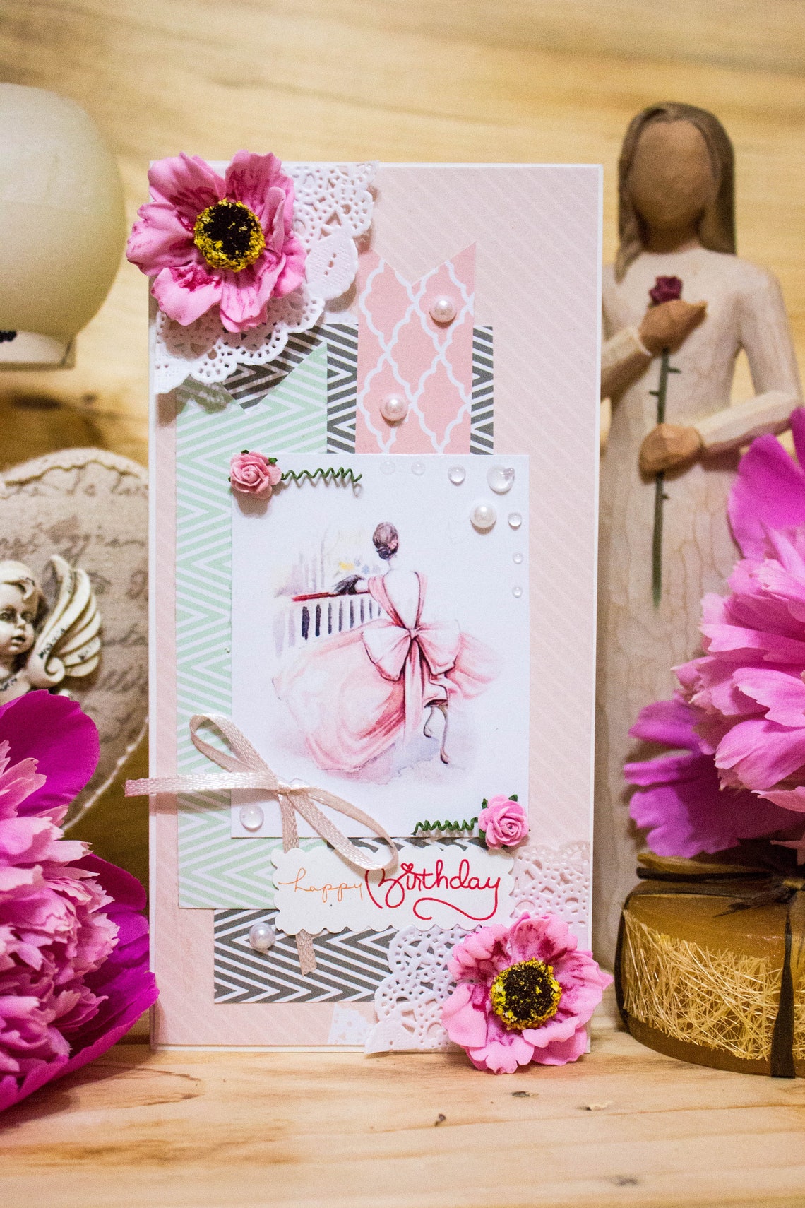 Luxury Birthday Cards For Her Romantic Birthday Card for her Elegant Luxury Handmade Card | Etsy