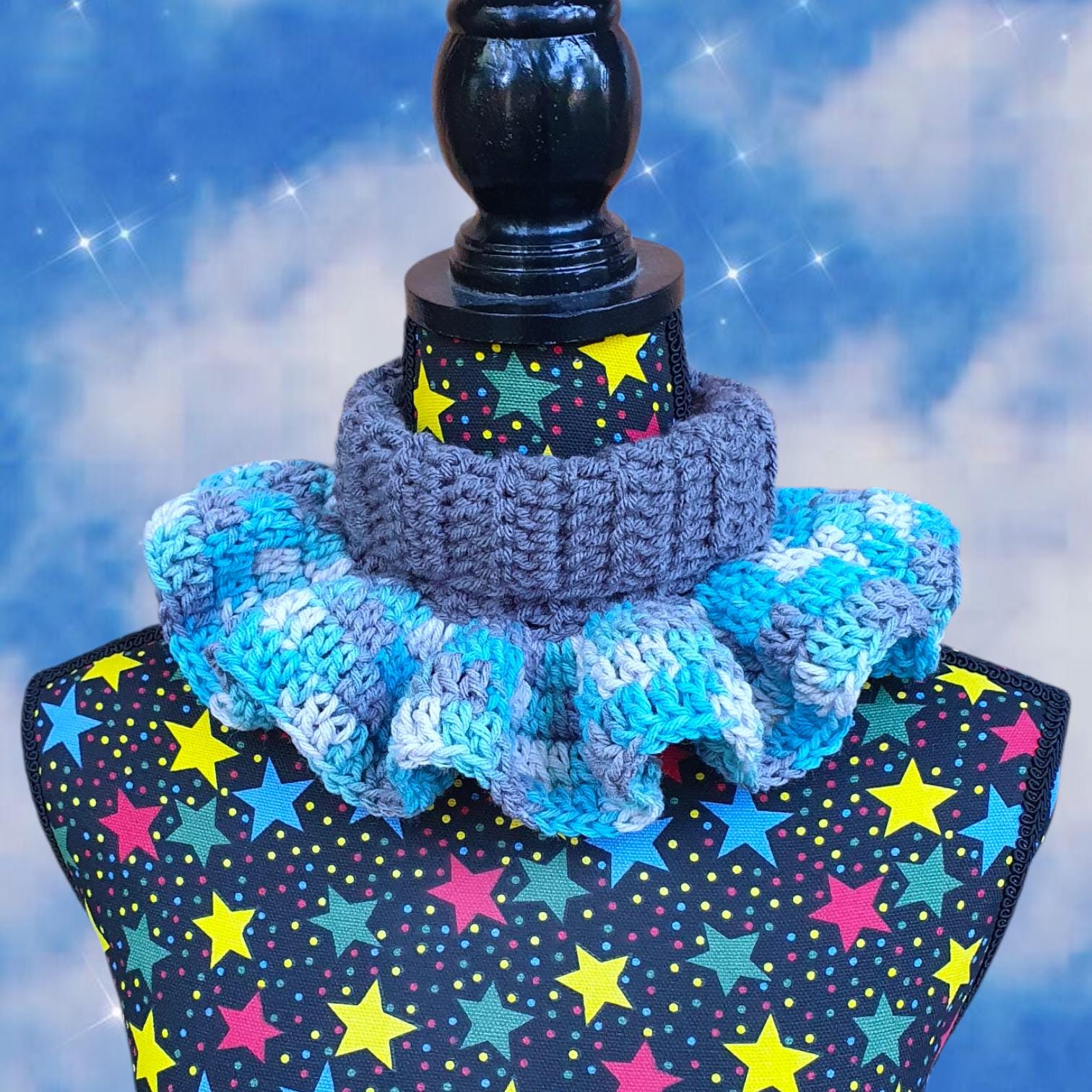 Crochet Jester Hat & Ruffle Collar | Frosted Fool | Handmade to Order ...