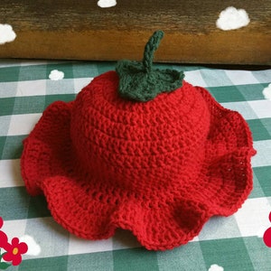 Tomato Bucket Hat | Gardencore Crochet | Red Bellflower Fairy Cap
