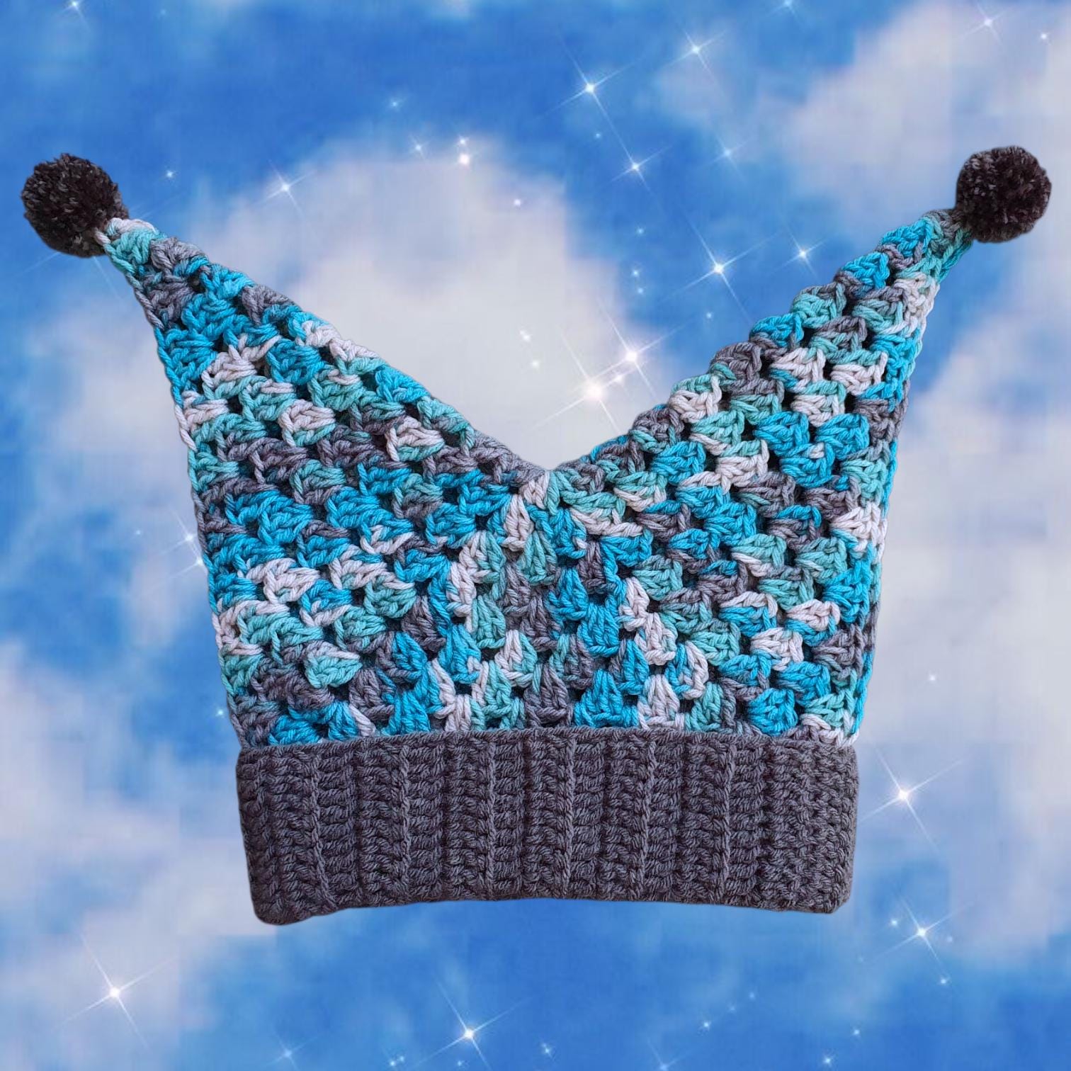 Crochet Jester Hat & Ruffle Collar | Frosted Fool | Handmade to Order ...