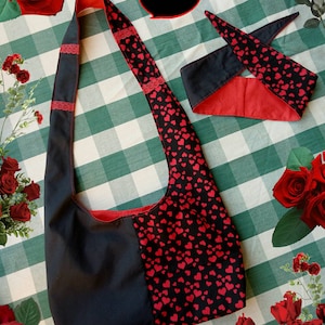 Dark Lacy Lovecore ~ Handmade Co-ord Set | 2 Pieces ~ Shoulder Bag and Vintage Styled Hair Scarf