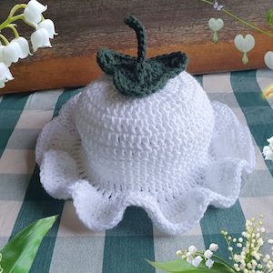 Lily of the Valley Bucket Hat | Hand Crocheted | White Tulip Fairy Cap | 5 Sizes - Baby to Adult