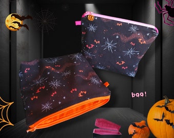 Handmade Candy Bat Zipper Pouch | Halloween Makeup Bag
