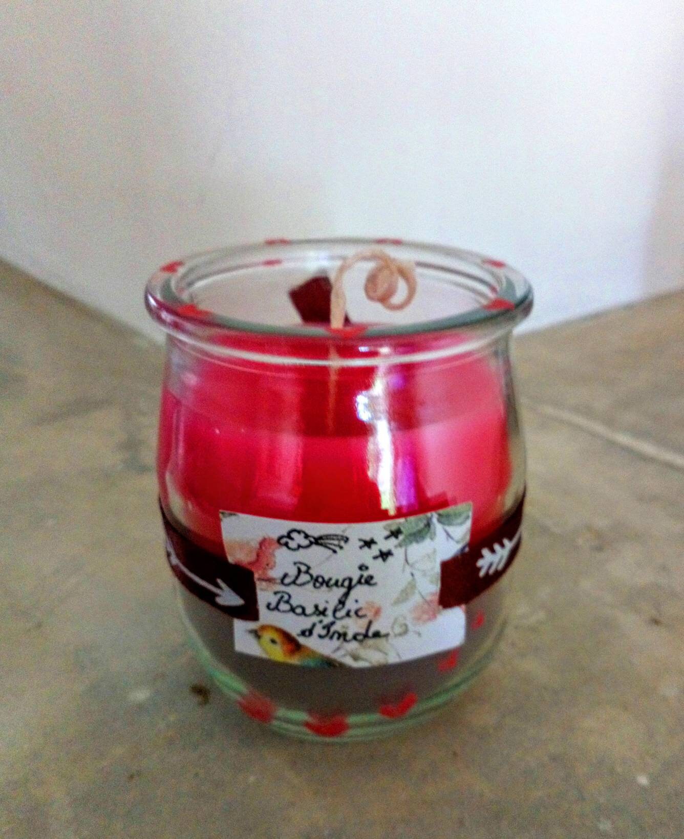 Bougie Basilic d' Inde' Modèle Fleches et Cœurs