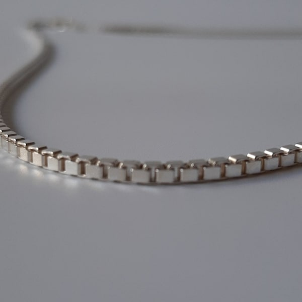 Box ketting ketting, zilveren box ketting, 925 sterling zilveren ketting, Venetiaanse zilveren ketting, dikke zilveren ketting