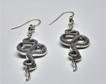 Snake earrings, Snake Dangle Earrings, STERLING SILVER snake earrings, snake earrings, animal earrings, gift for her