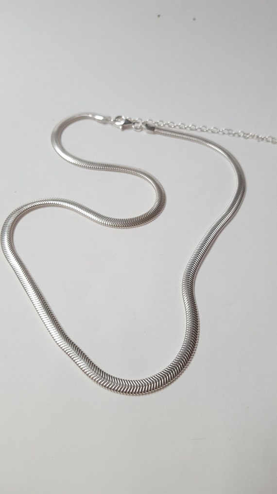 Silver Snake Necklace Snake Chain Flat 