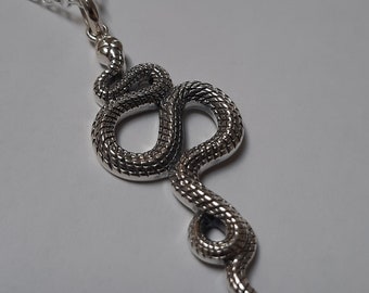 Snake necklace, Snake jewelry, Snake pendant, Snake necklace, Sterling silver snake pendant, Snake Handmade