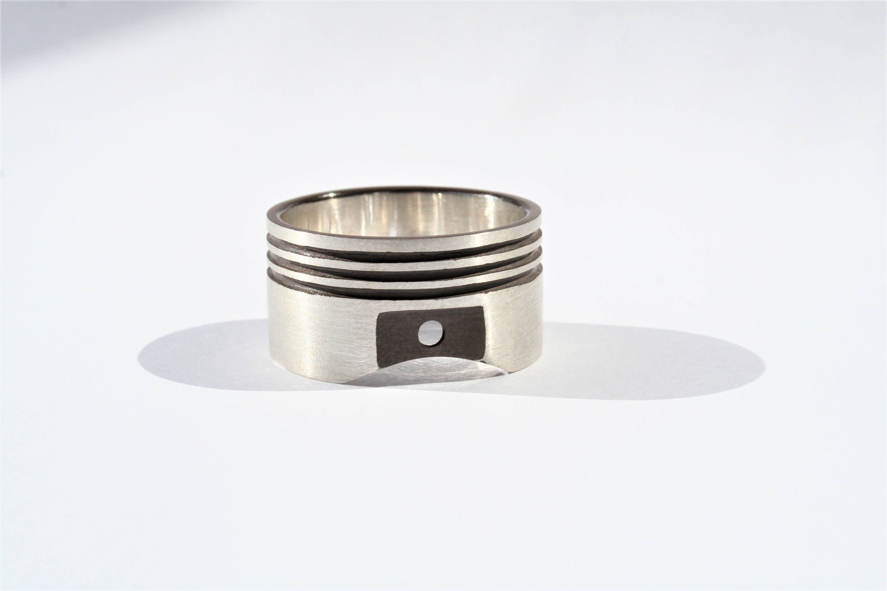 Biker ring piston ring silver piston ring men's ring Etsy