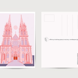 Carte postale Clermont-Ferrand 10X14CM / Esprit Vintage / Cathédrale rose