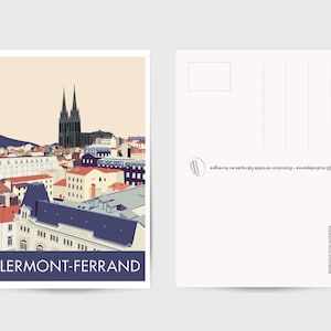 Carte postale Clermont-Ferrand 10X14CM / Esprit Vintage / Auvergne