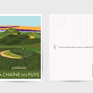 Carte postale AUVERGNE 10X14CM / Esprit Vintage / Chaîne des Puys