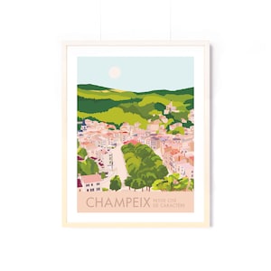 Affiche Auvergne 30X40CM / Champeix / style rétro