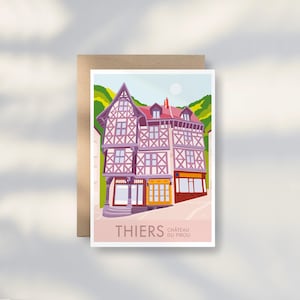 AUVERGNE Postcard 10X14CM / THIERS / Vintage Spirit / Auvergne Postcard / Pirou Castle