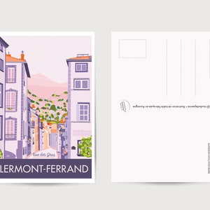 Carte postale rue des Gras CLERMONT-FERRAND 10X14CM / Esprit Vintage / Auvergne