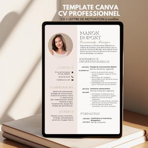 Franskt CV + ansökningsguide / CV-mall Canva / CV Canva / CV- och personligt brevmall