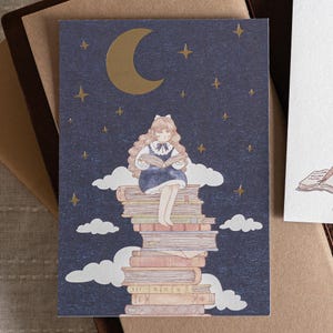 Midnight Books Gold Foil Postcard