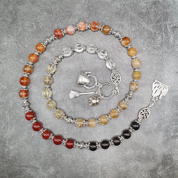 Hestia Prayer Beads - Devotional Rosary for Greek Goddess, Pagan Spirituality, Hellenic Polytheism Altar Decoration, Olympian Deity Worship